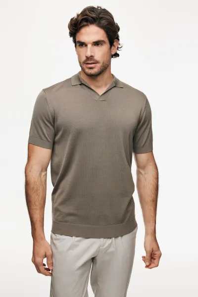 Polo zonder knopen | Taupe
