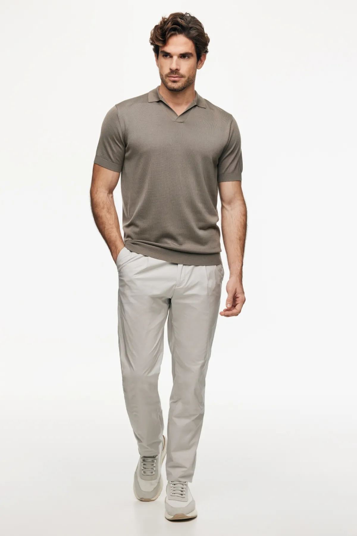 Polo zonder knopen | Taupe