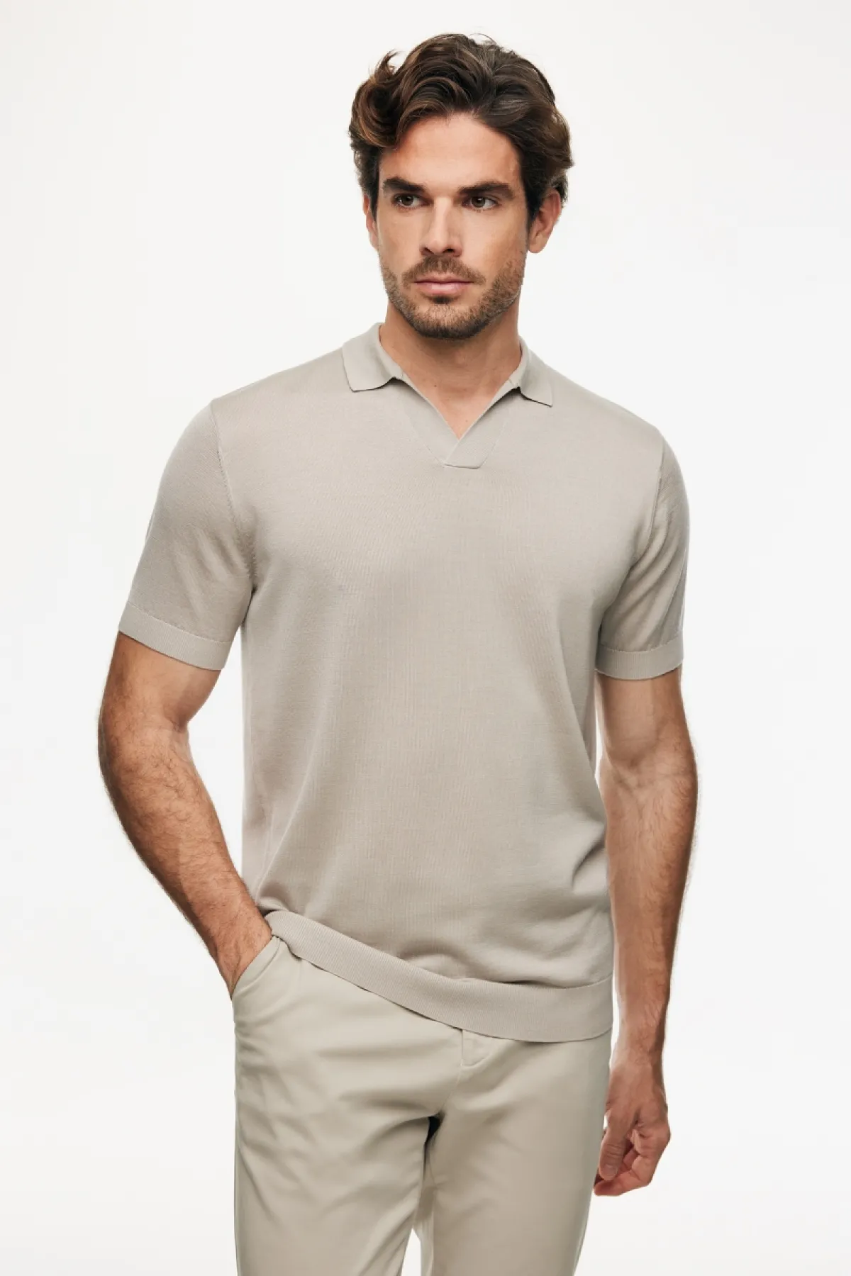 Polo zonder knopen | Beige