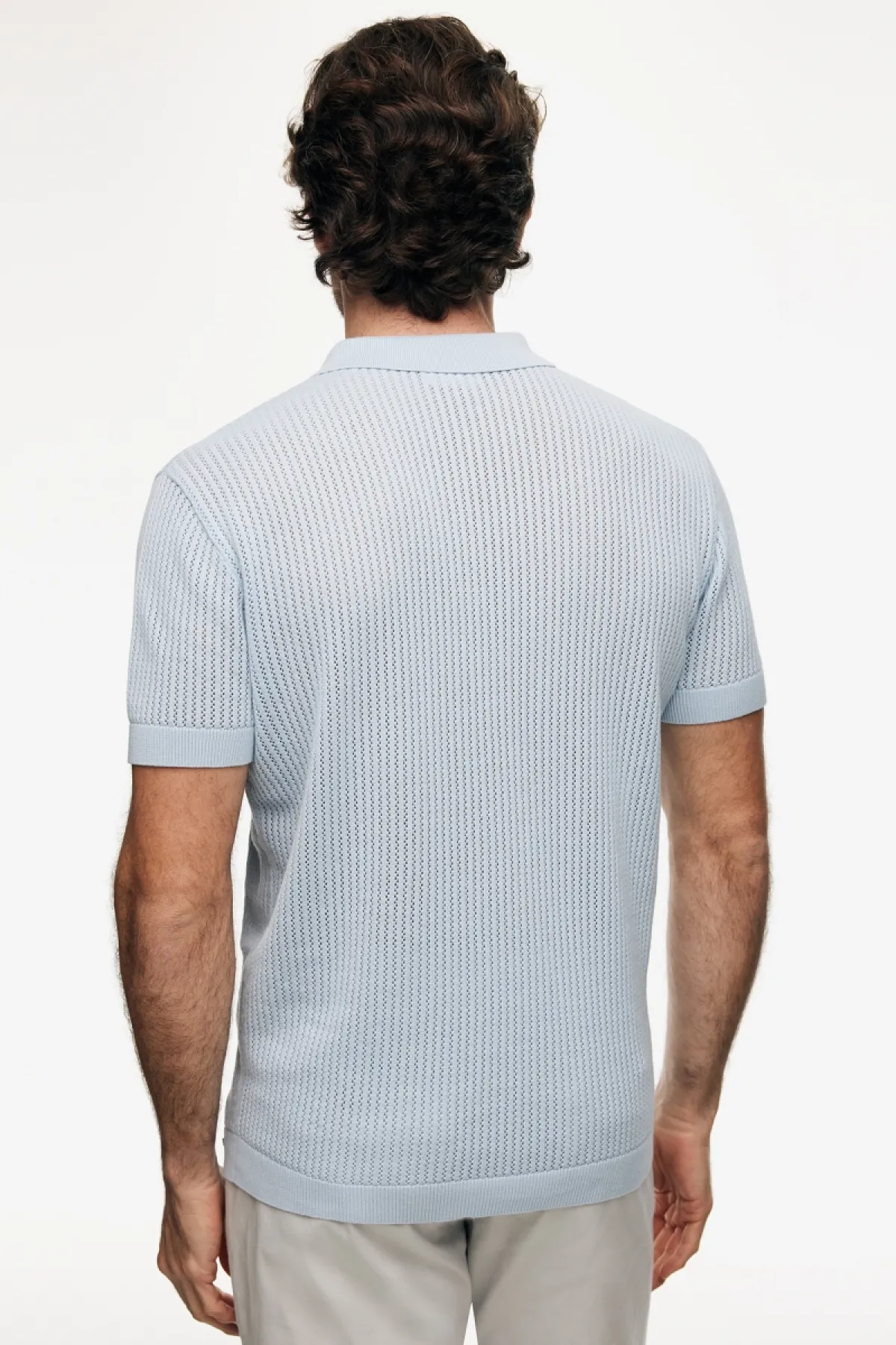 Gebreide Structuur Polo | Lichtblauw