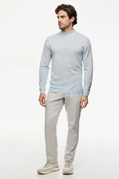 Gebreid T-shirt | Lichtblauw