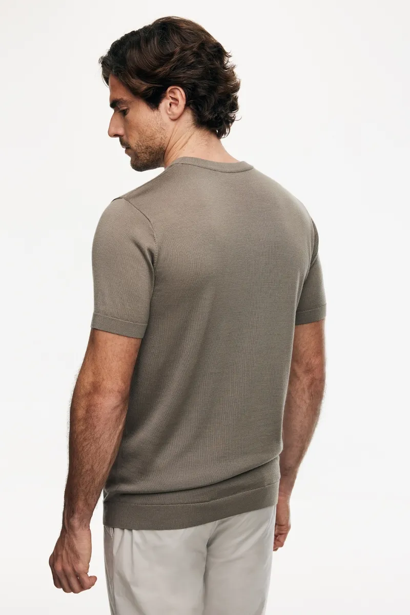 Gebreid T-shirt | Bruin