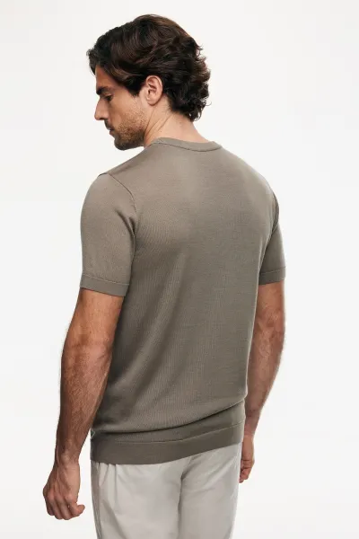 Gebreid T-shirt | Bruin