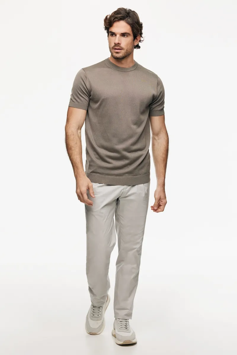 Gebreid T-shirt | Bruin