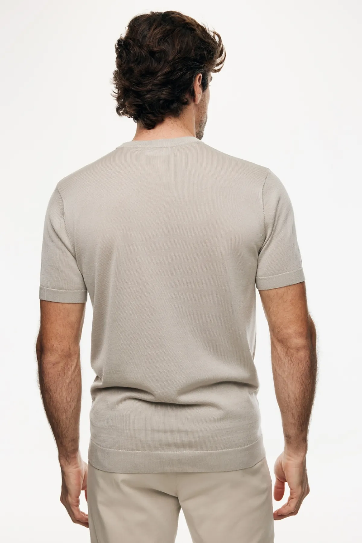 Gebreid T-shirt | Beige