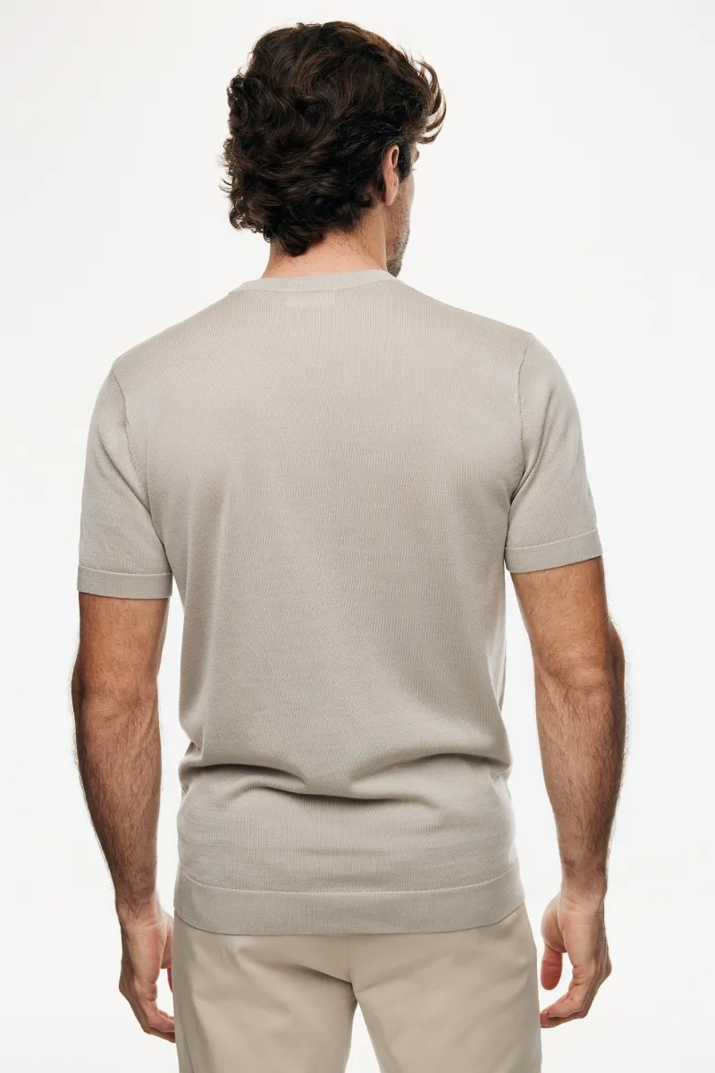 Gebreid T-shirt | Beige