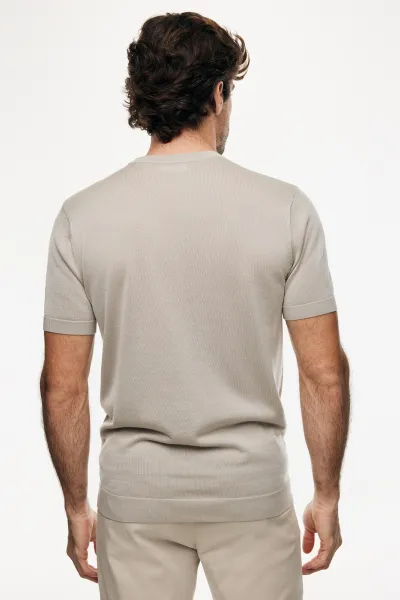 Gebreid T-shirt | Beige