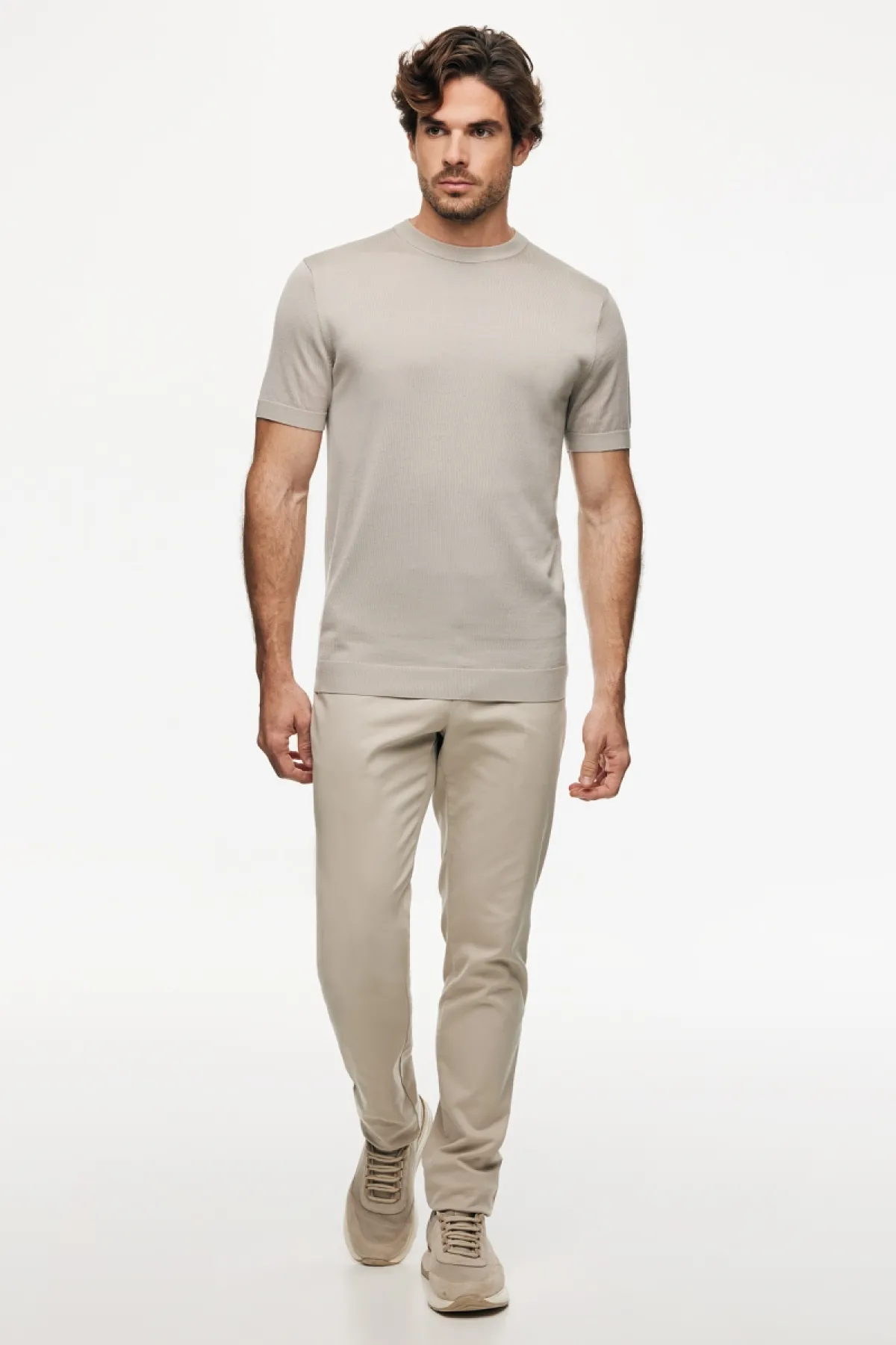 Gebreid T-shirt | Beige