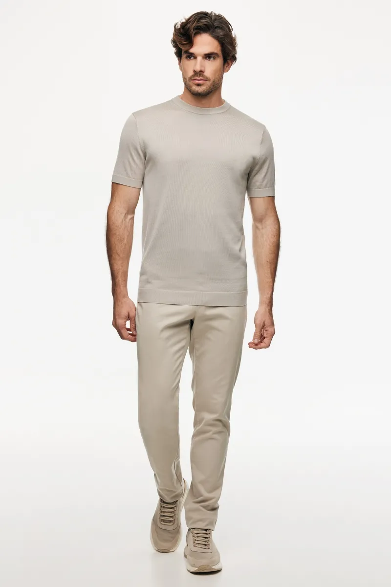 Gebreid T-shirt | Beige
