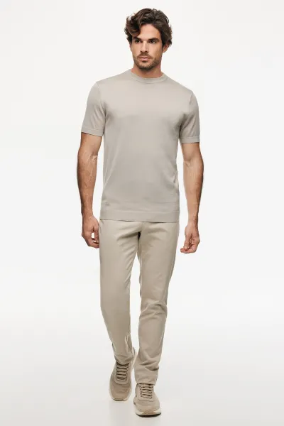 Gebreid T-shirt | Beige