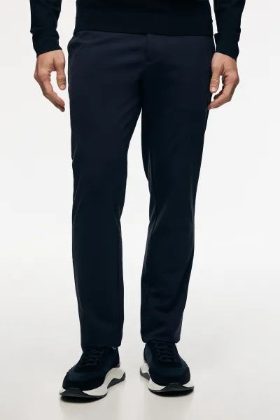 Cotton Blend Trousers | Donkerblauw
