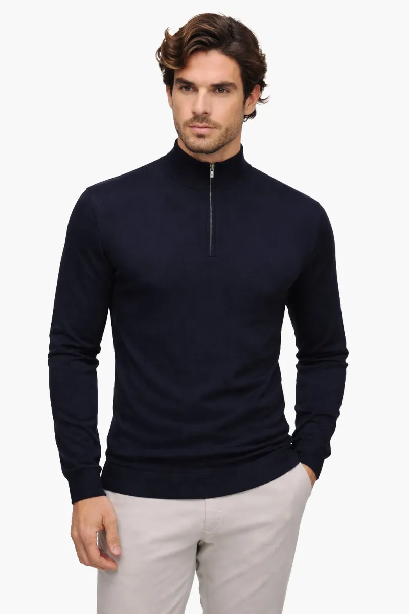 Merino Turtle Zip | Donkerblauw