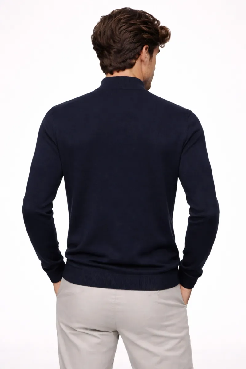 Merino Turtle Zip | Donkerblauw