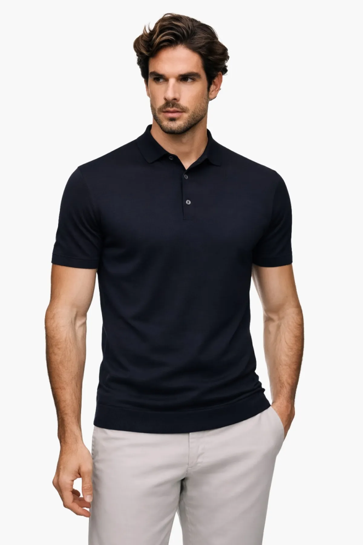 Button Polo | Donkerblauw