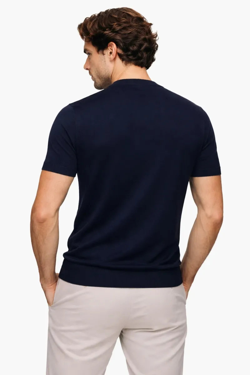 Gebreid T-shirt | Donkerblauw
