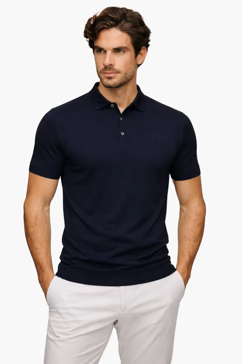 Button Polo | Donkerblauw