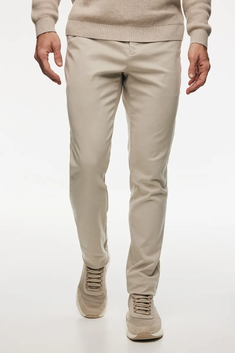 Cotton Blend Trousers | Beige