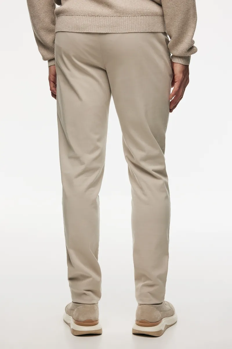 Cotton Blend Trousers | Beige