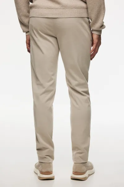 Cotton Blend Trousers | Beige