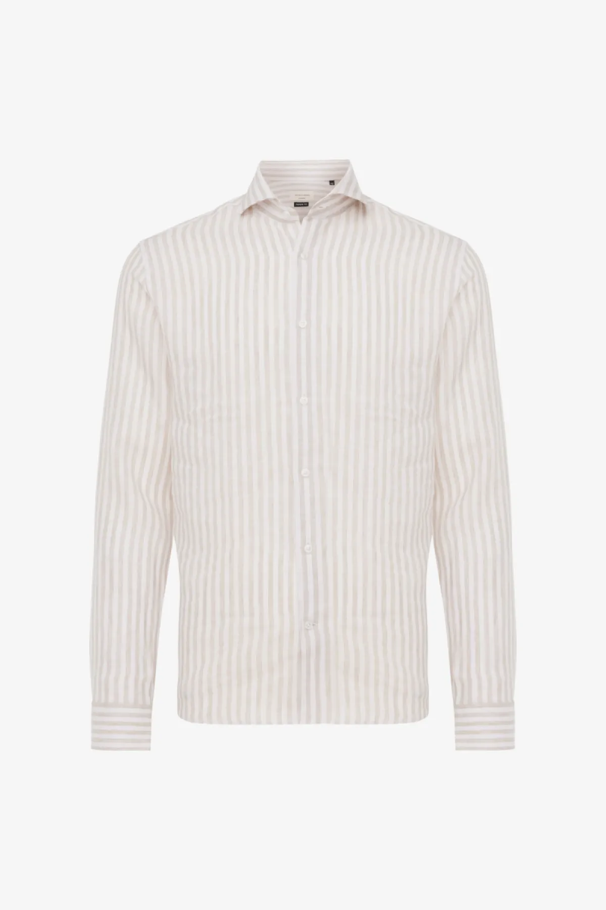 Linnen Overhemd | Beige Gestreept