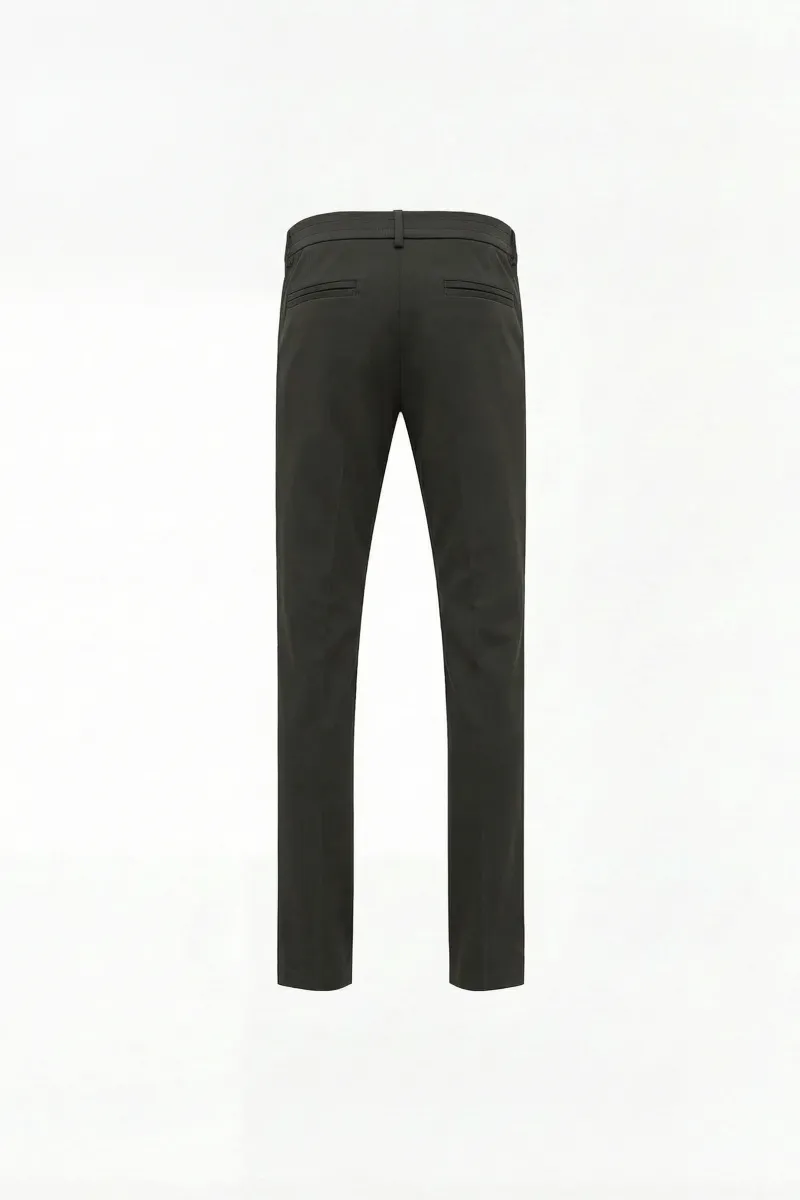 Cotton Blend Trousers | Donkergroen
