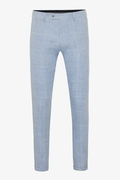 Lichtblauw geruite pantalon