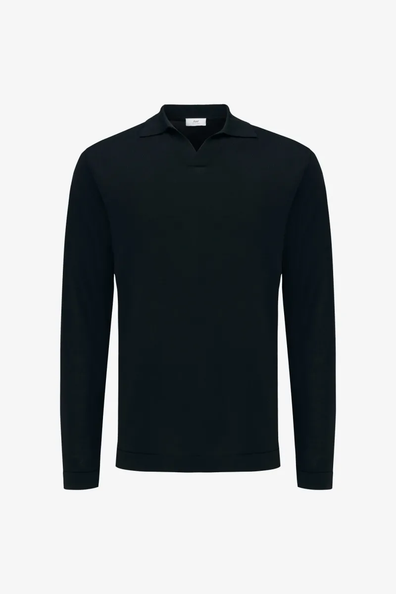 Long Sleeve Polo | Donkerblauw