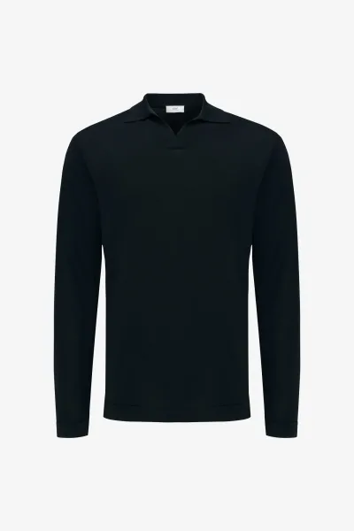 Long Sleeve Polo | Donkerblauw