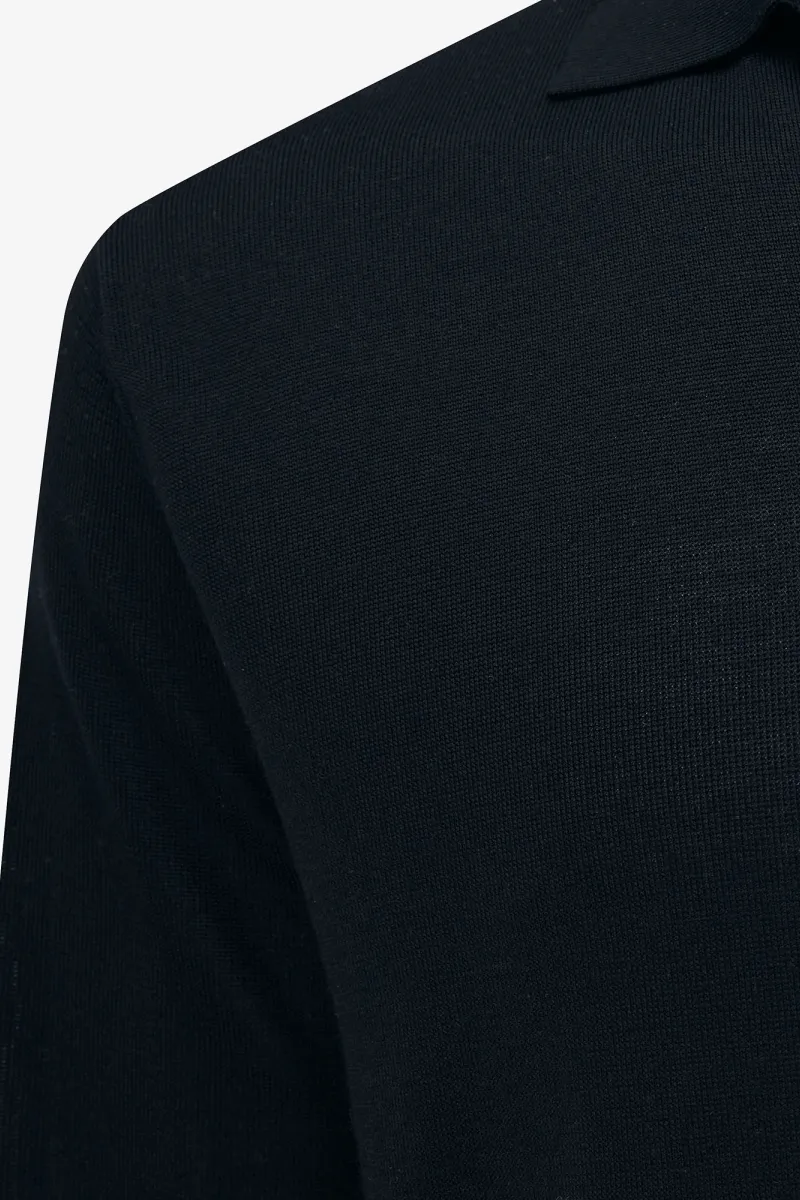 Long Sleeve Polo | Donkerblauw