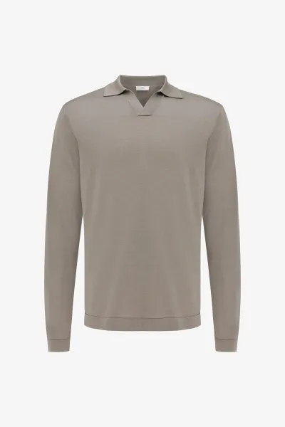 Long Sleeve Polo | Taupe