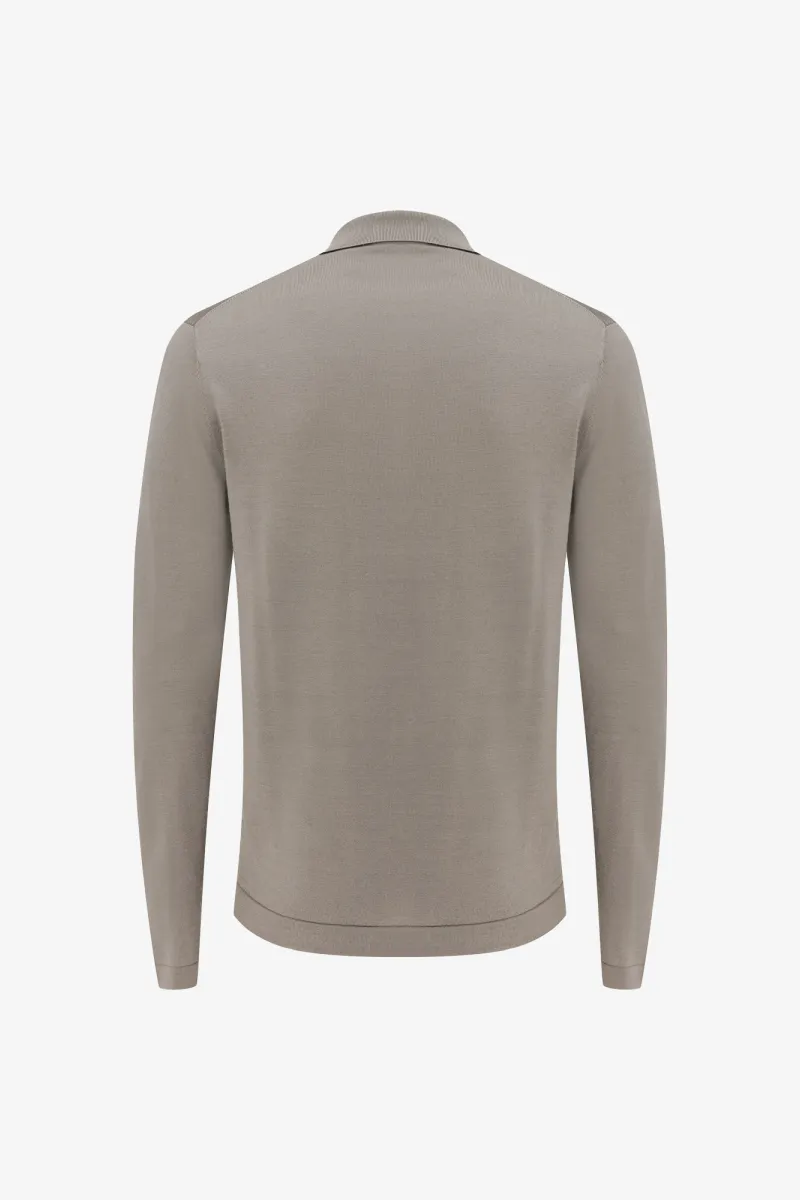 Long Sleeve Polo | Taupe