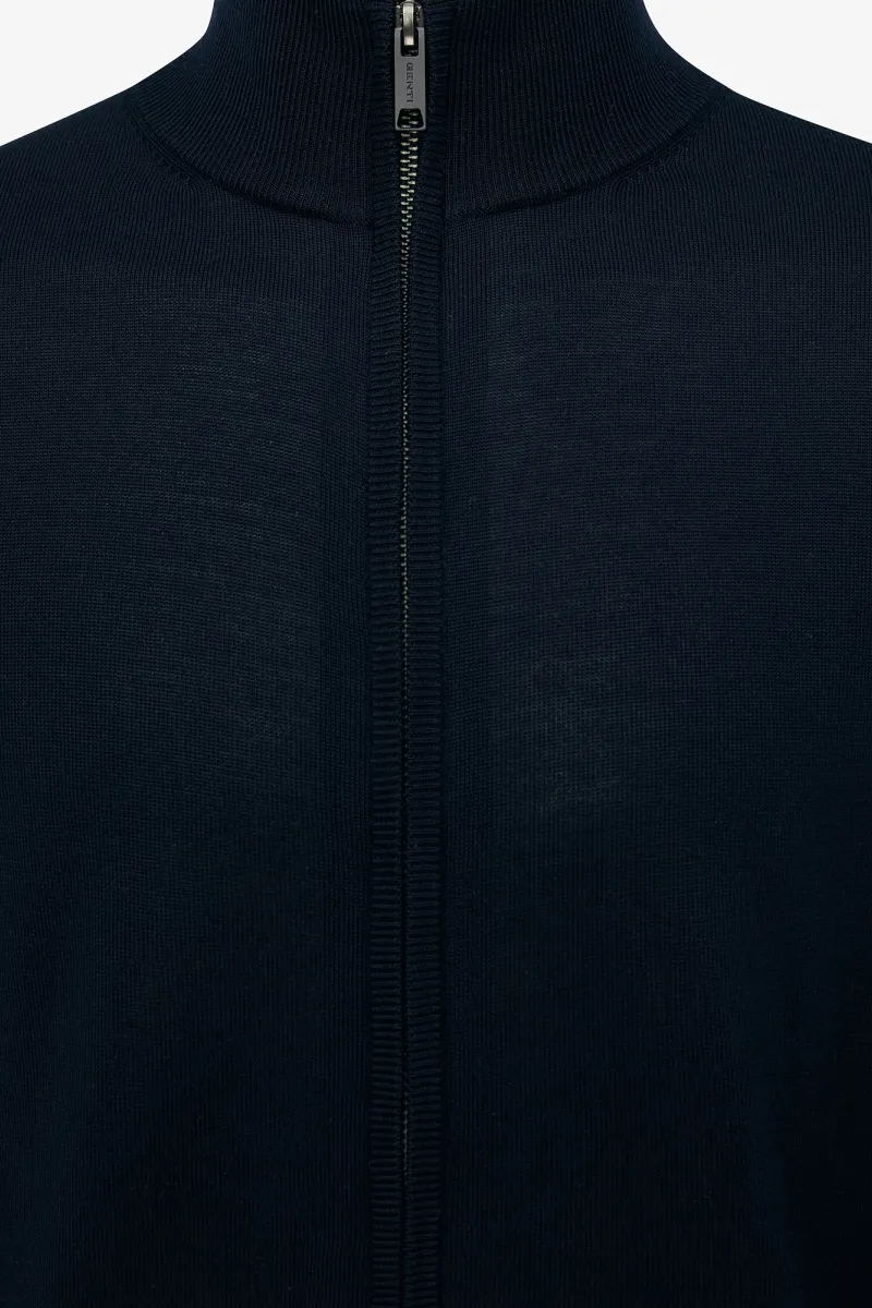 Turtle Zip Cardigan | Donkerblauw