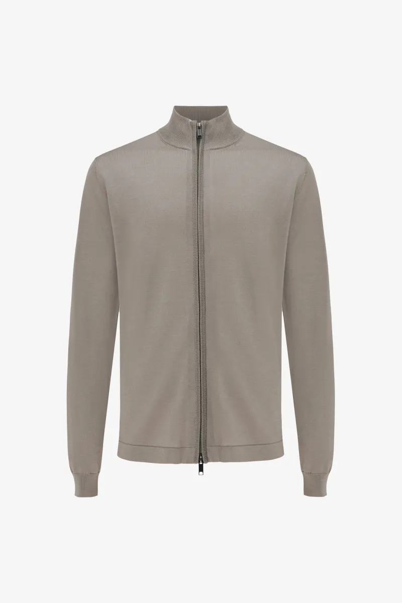 Turtle Zip Cardigan | Taupe