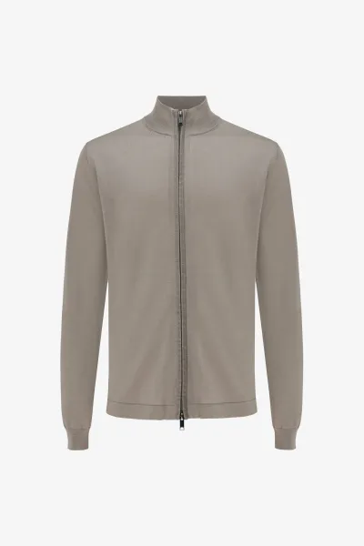 Turtle Zip Cardigan | Taupe