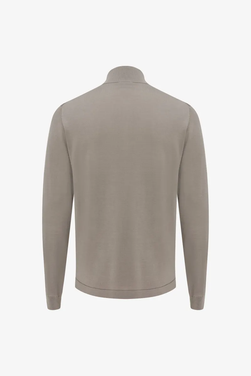 Turtle Zip Cardigan | Taupe