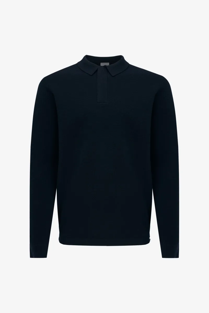 Longsleeve Polo Zip | Donkerblauw