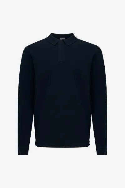 Longsleeve Polo Zip | Donkerblauw