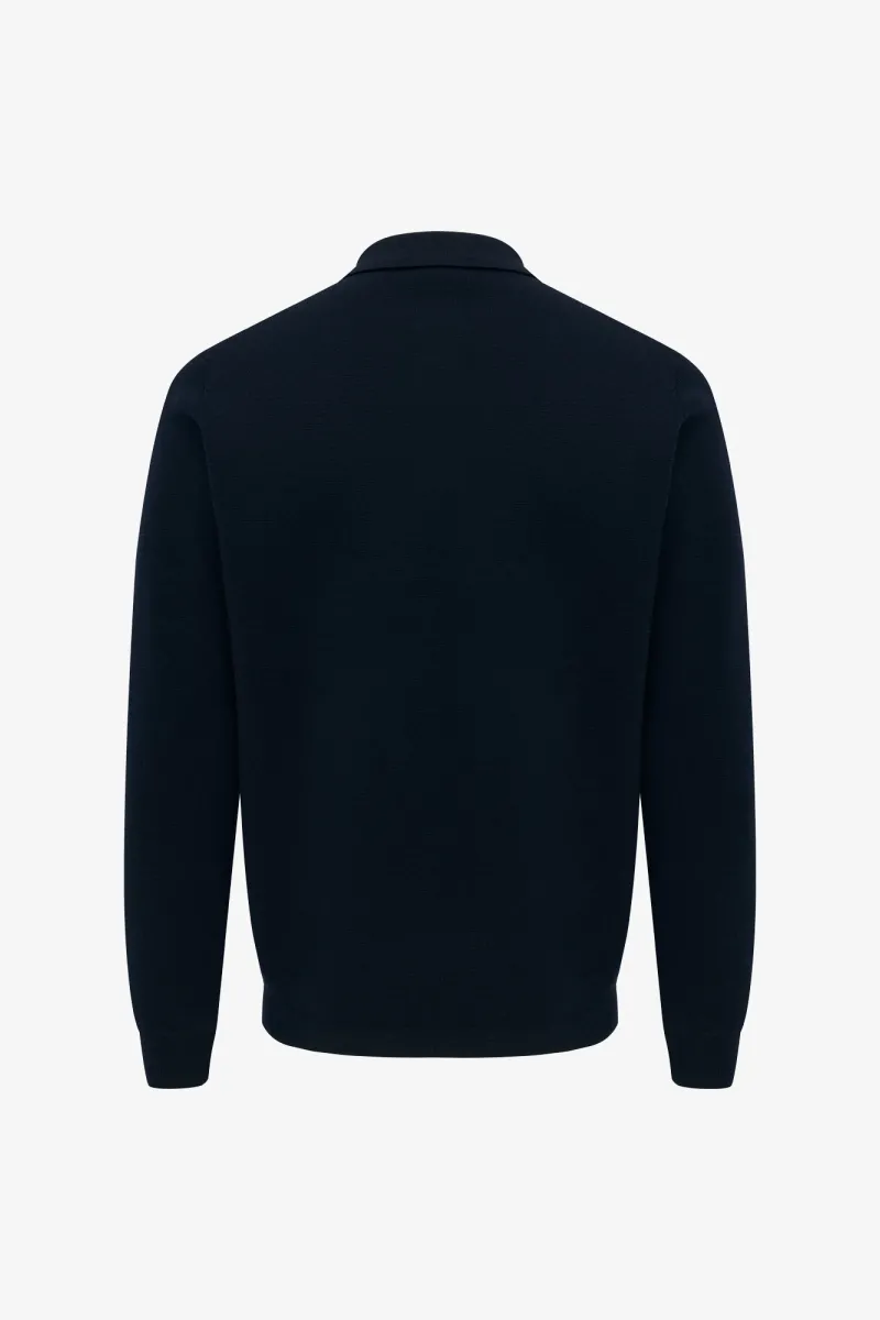 Longsleeve Polo Zip | Donkerblauw