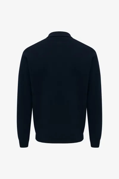Longsleeve Polo Zip | Donkerblauw