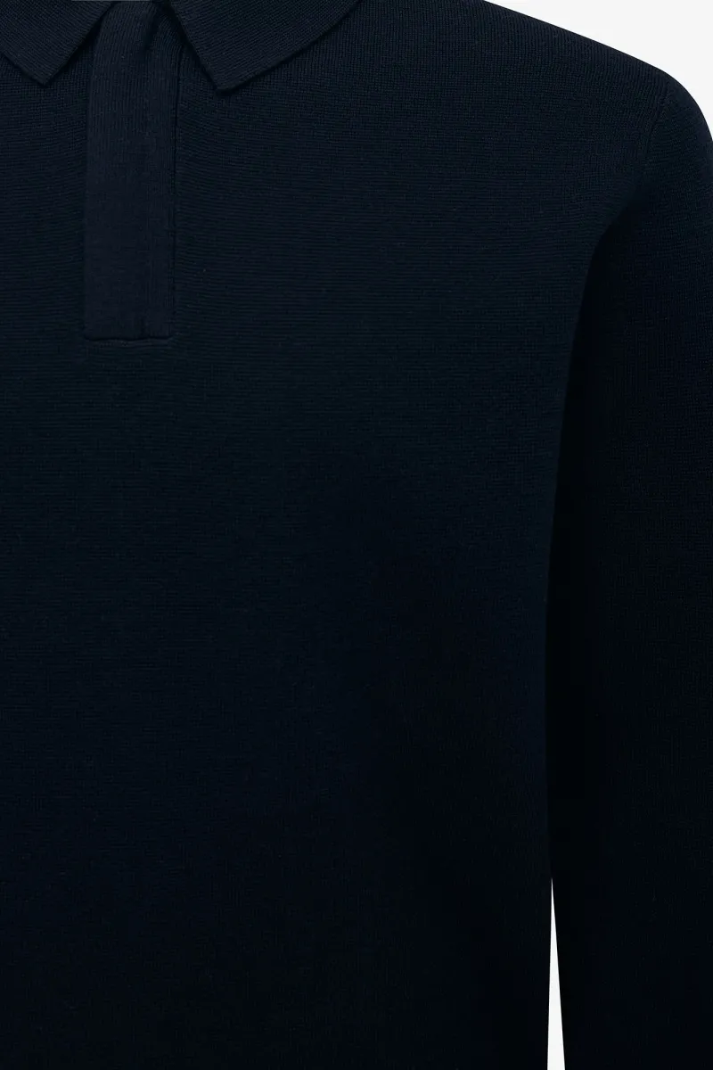 Longsleeve Polo Zip | Donkerblauw