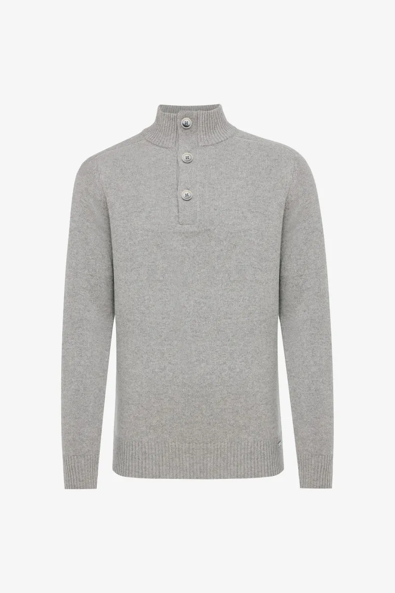 Buttoned Turtle Zip | Lichtgrijs