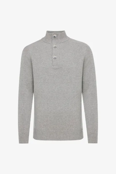 Buttoned Turtle Zip | Lichtgrijs