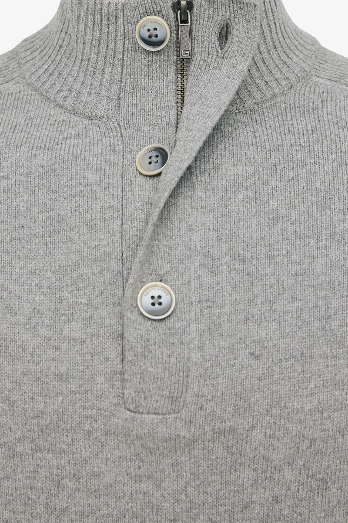 Buttoned Turtle Zip | Lichtgrijs