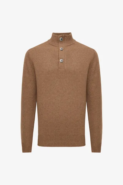 Buttoned Turtle Zip | Camel