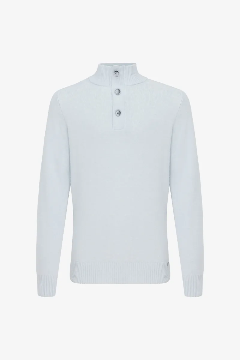 Buttoned Turtle Zip | Lichtblauw