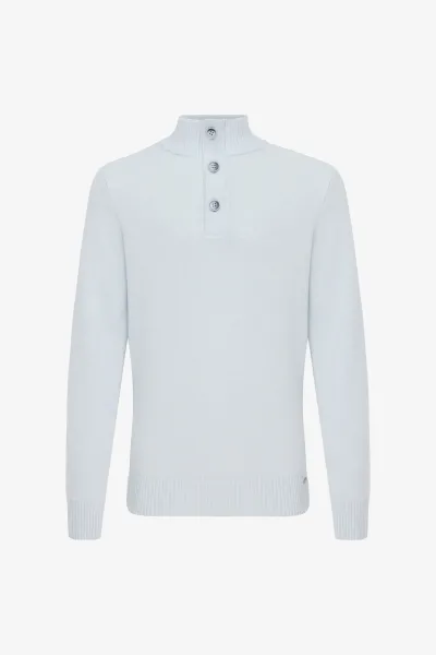 Buttoned Turtle Zip | Lichtblauw
