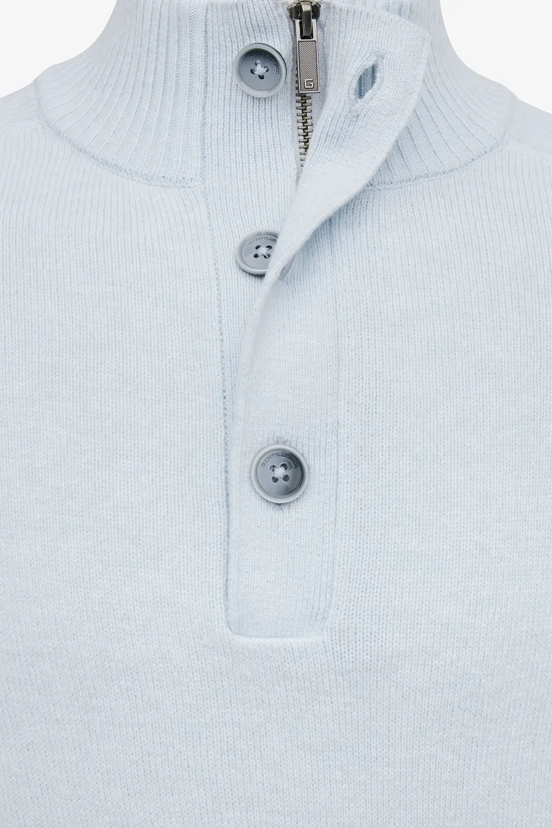 Buttoned Turtle Zip | Lichtblauw
