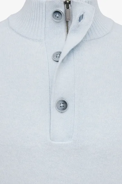 Buttoned Turtle Zip | Lichtblauw