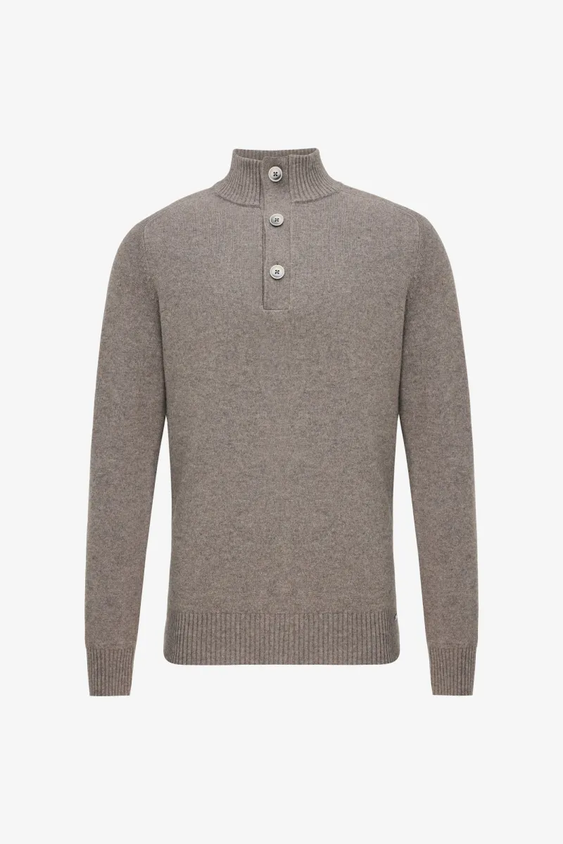 Buttoned Turtle Zip | Taupe