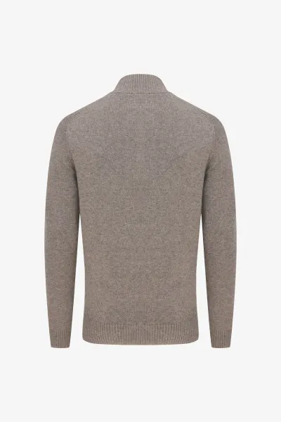 Buttoned Turtle Zip | Taupe